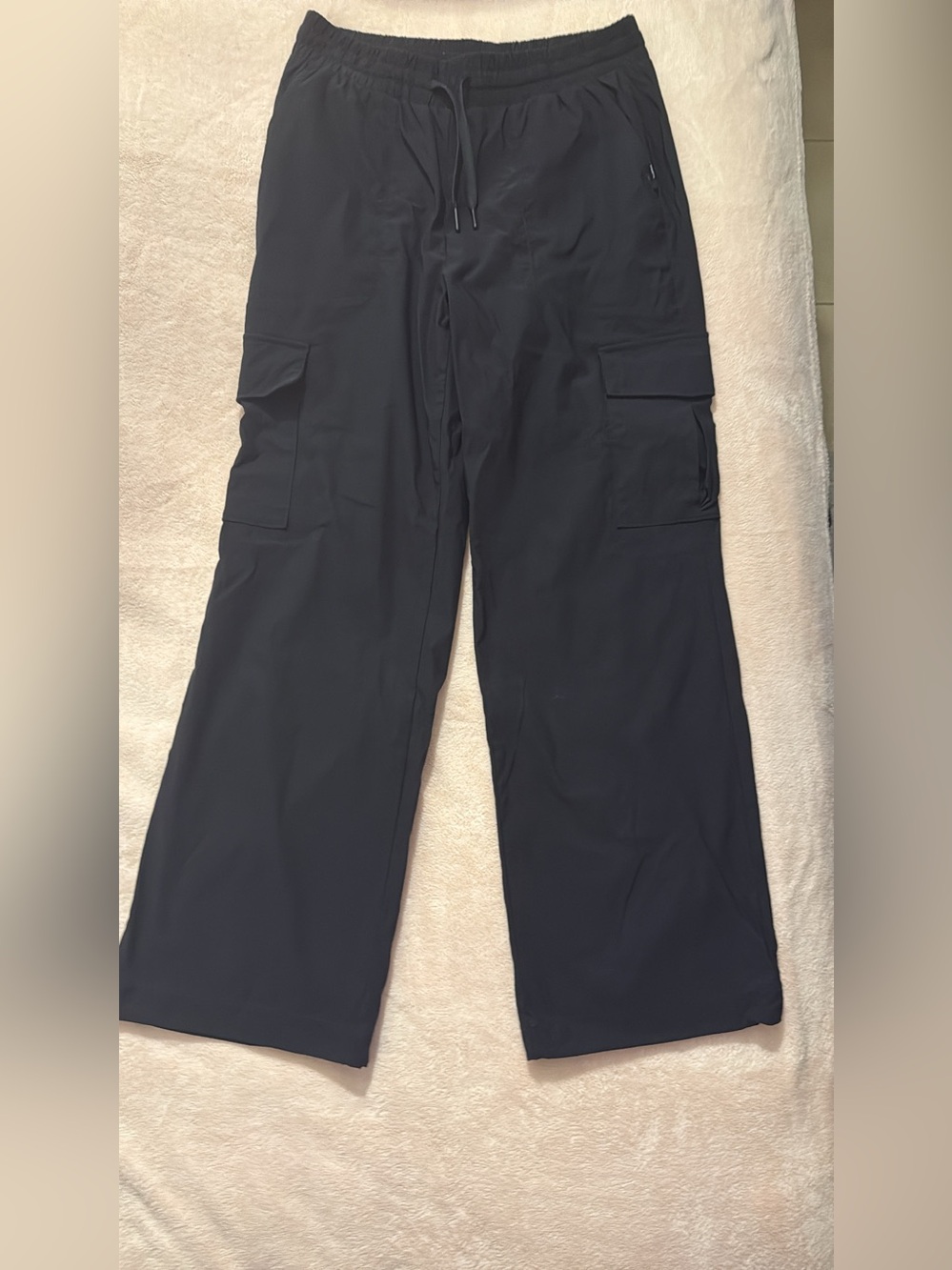Black Cargo Pants with Elastic Waist